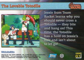 2001 Topps Pokemon Johto (UK) #SNAP01 The Lovable Totodile Back